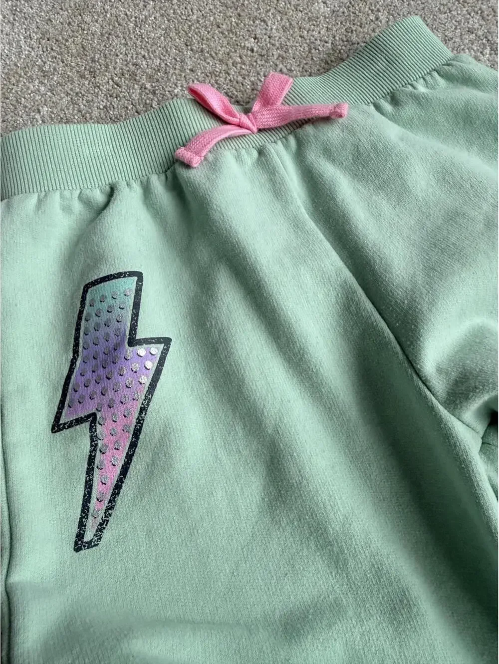 Girls AC/DC Size 7/8 Sweatpants Aqua Graphic Joggers